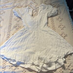 White Short Sleeve Scort Dress